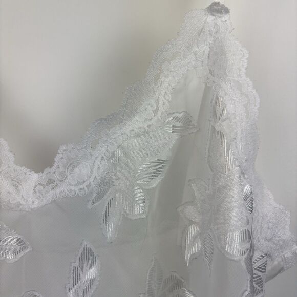 American Vintage Bridal 100% Nylon  White Floral Slip Dress‎ Size Medium - Picture 5 of 7